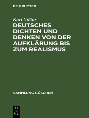cover image of Deutsches Dichten und Denken von der Aufklärung bis zum Realismus
